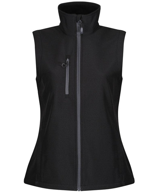 Elegant view of a women's bodywarmer made from recycled materials, showcasing its soft touch, stylish design, and functional features for versatile outdoor wear.