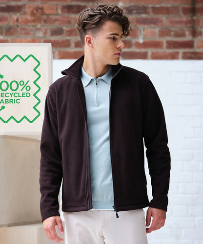 Luxurious Sustainable Recycled Full Zip Microfleece Jacket showcasing the soft, anti-pill fabric and elegant design suitable for eco-conscious fashion.