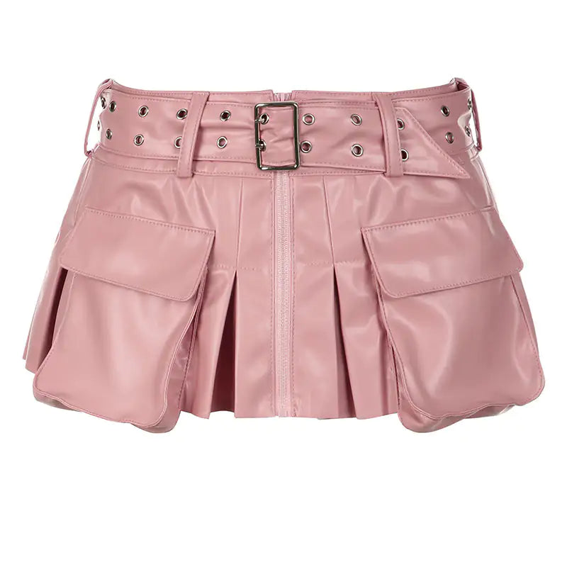 Women's Chic Streetwear fashion Leather Mini Skirt