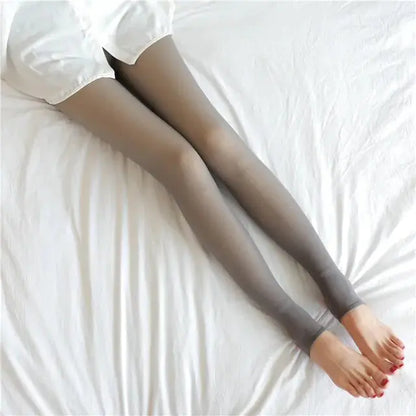 Close-up of Elegant Women's Insulated Translucent Fleece Tights, illustrating the fine material and luxurious fit perfect for stylish women.