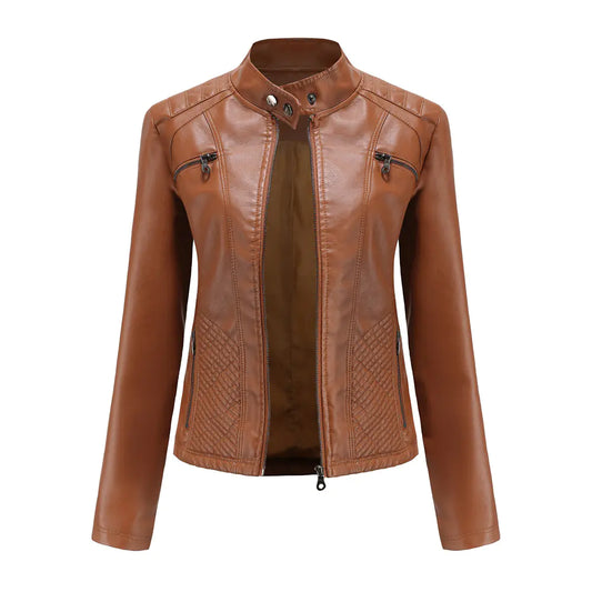 Luxury Women's Casual Leather Jacket in Black colour – Stylish and Durable leather jacket ideal for spring and autumn.