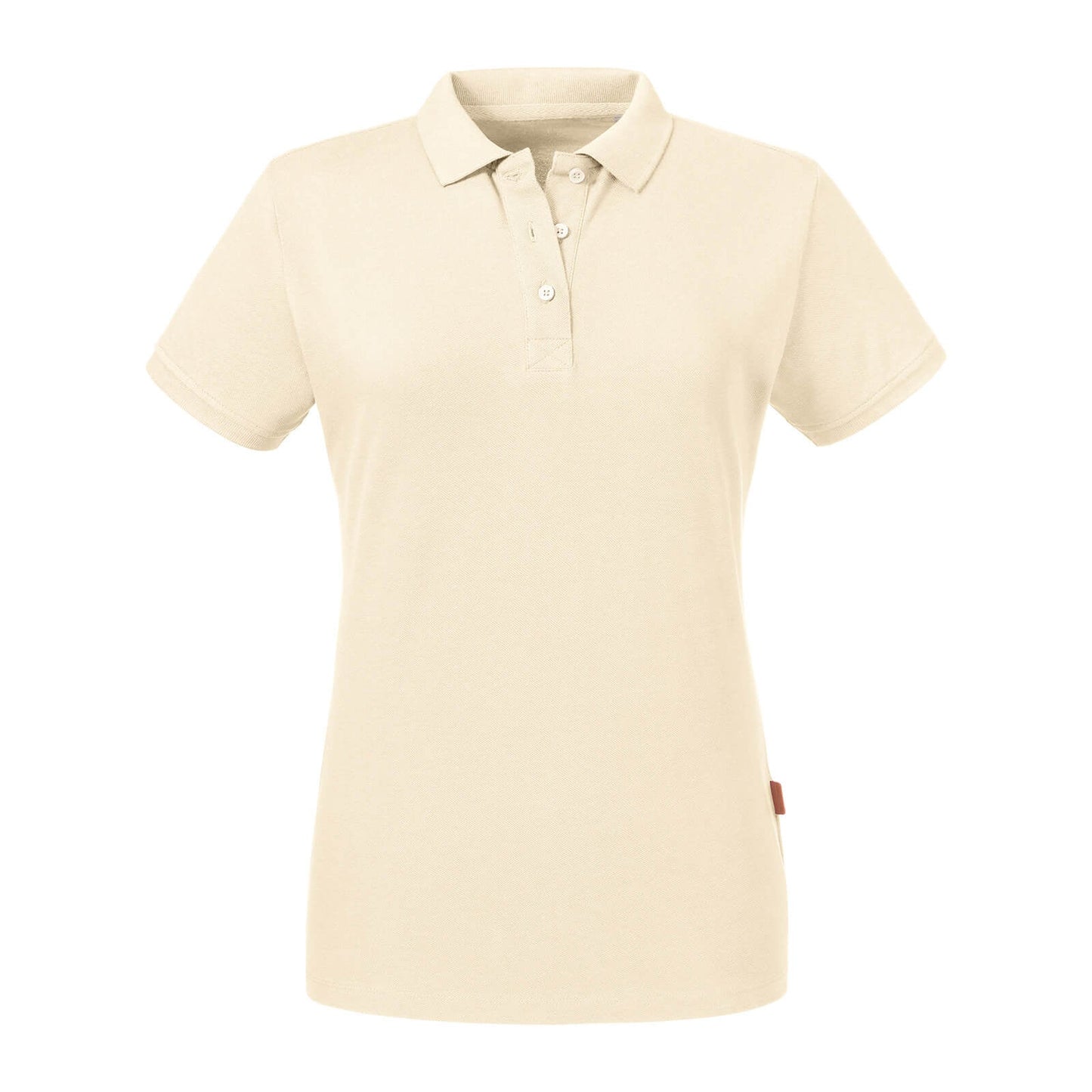 Size guide for ladies' luxury organic cotton polo shirt, aiding customers in choosing the perfect fit from XS to 2XL.
