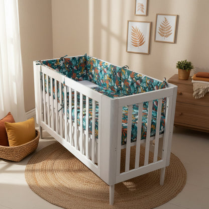 FORREST 3 Piece Reversible Cot Bed Set – Organic Cotton Baby Bedding - Rainforest