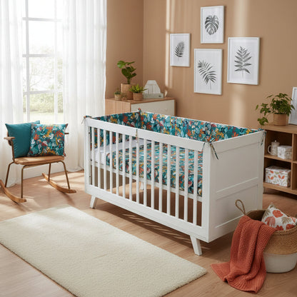 FORREST 3 Piece Reversible Cot Bed Set – Organic Cotton Baby Bedding - Rainforest