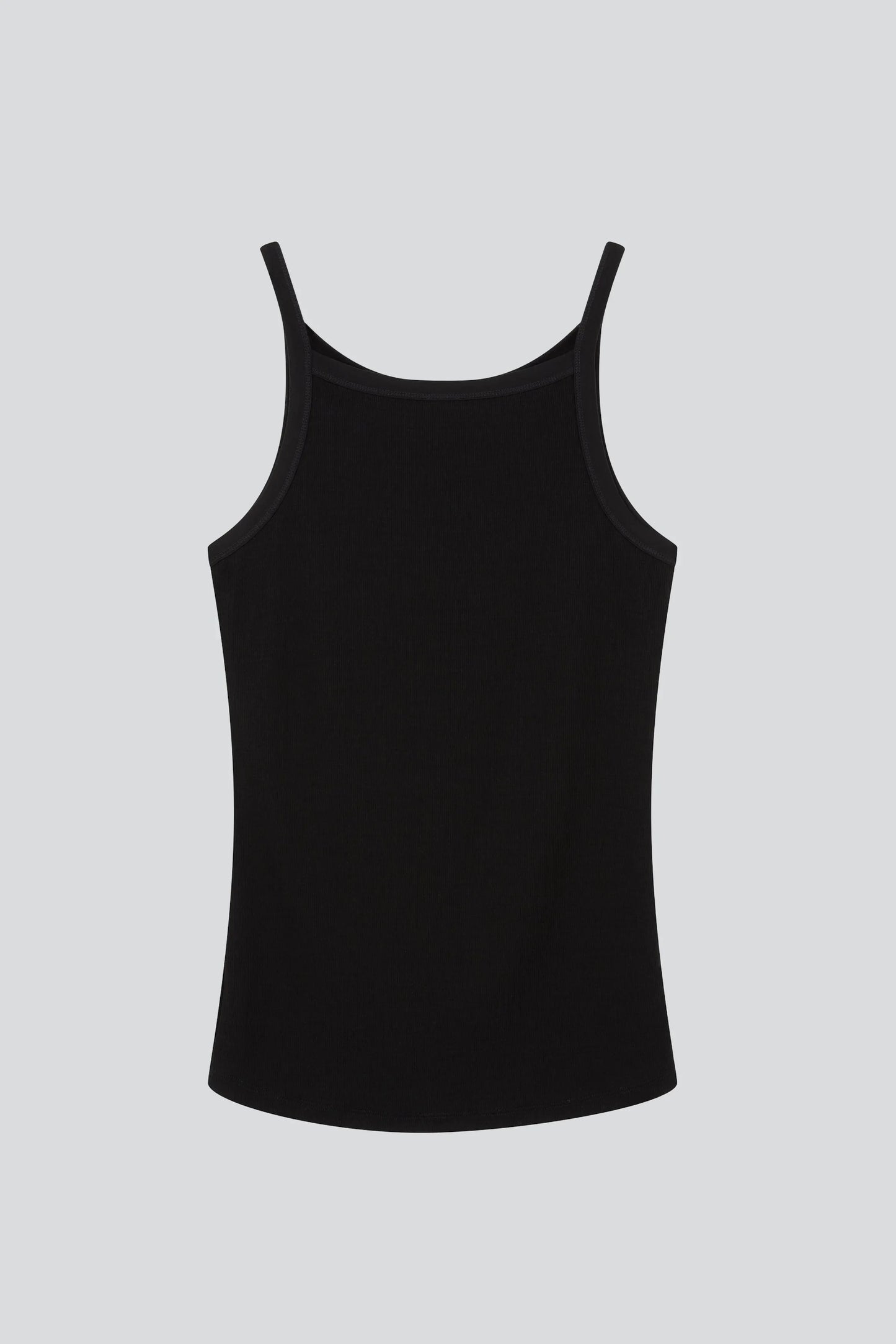 Sustainably crafted high neck tank top for women, featuring a ribbed design and available in sizes 8-16.