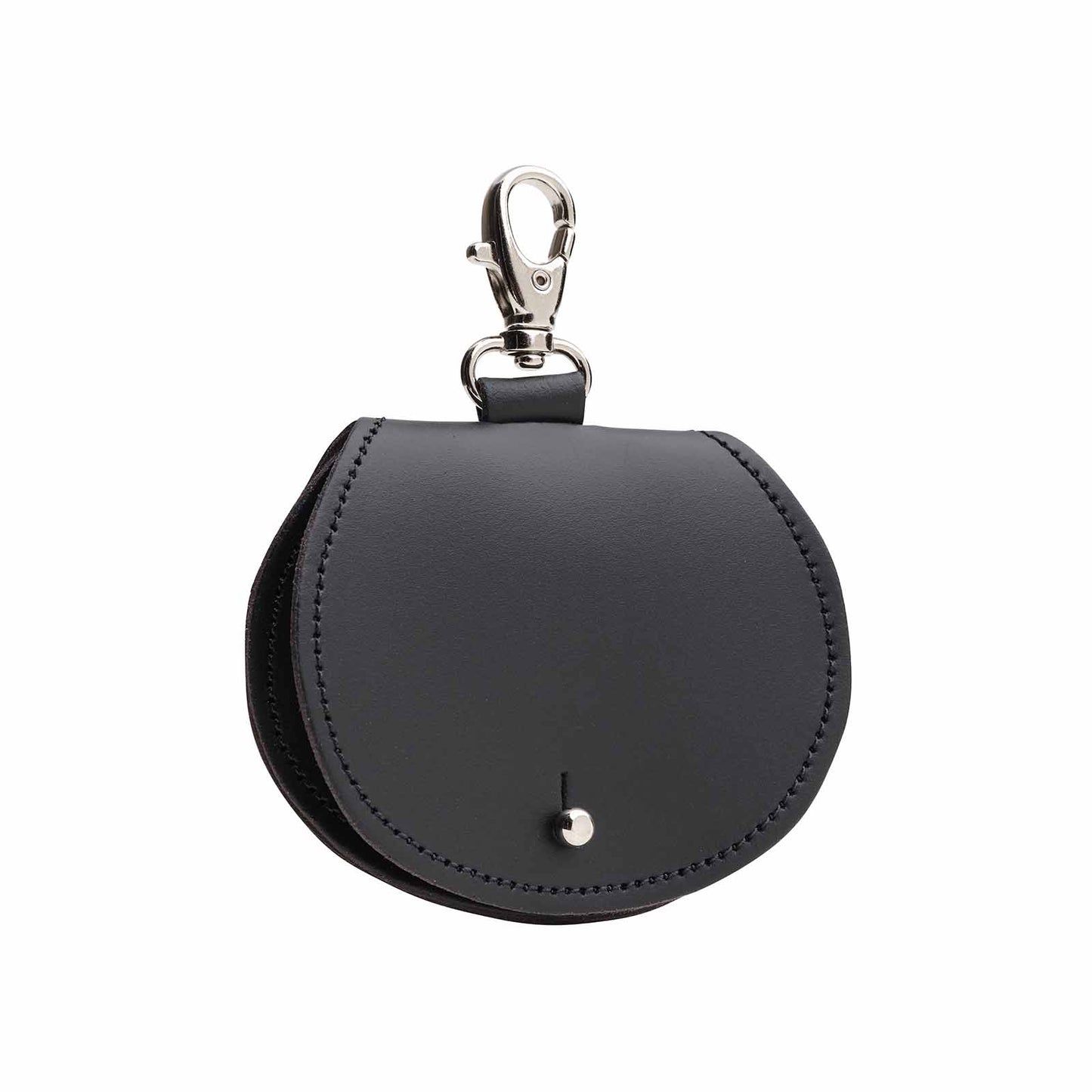 Zatchels Black Mini Saddle Bag Coin Purse Charm - Luxurious hand-crafted leather accessory made in England, elegantly designed for functionality and style.