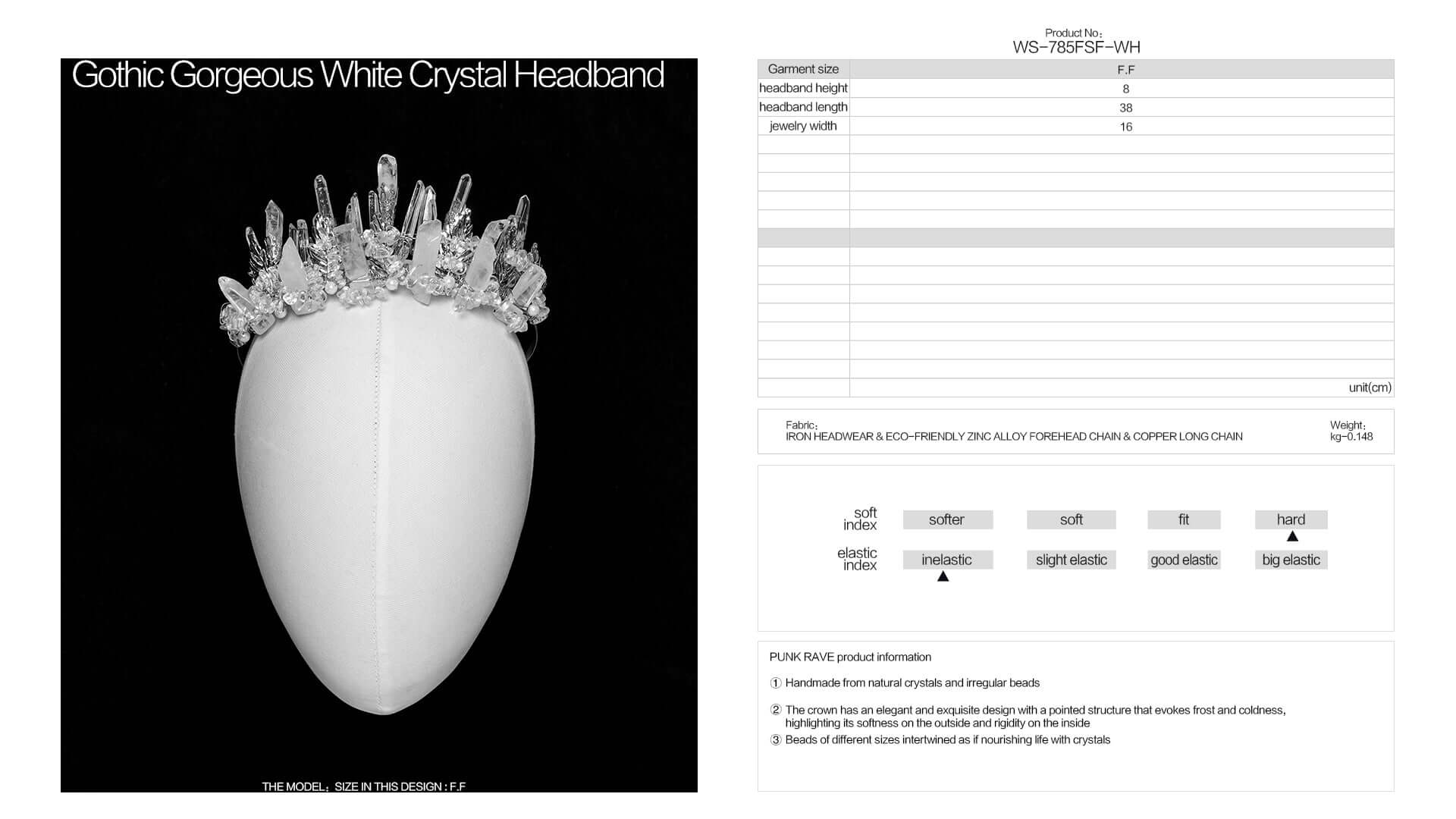 Close-up of Punk Rave crystal headband showcasing intricate irregular beads and sparkling detail.