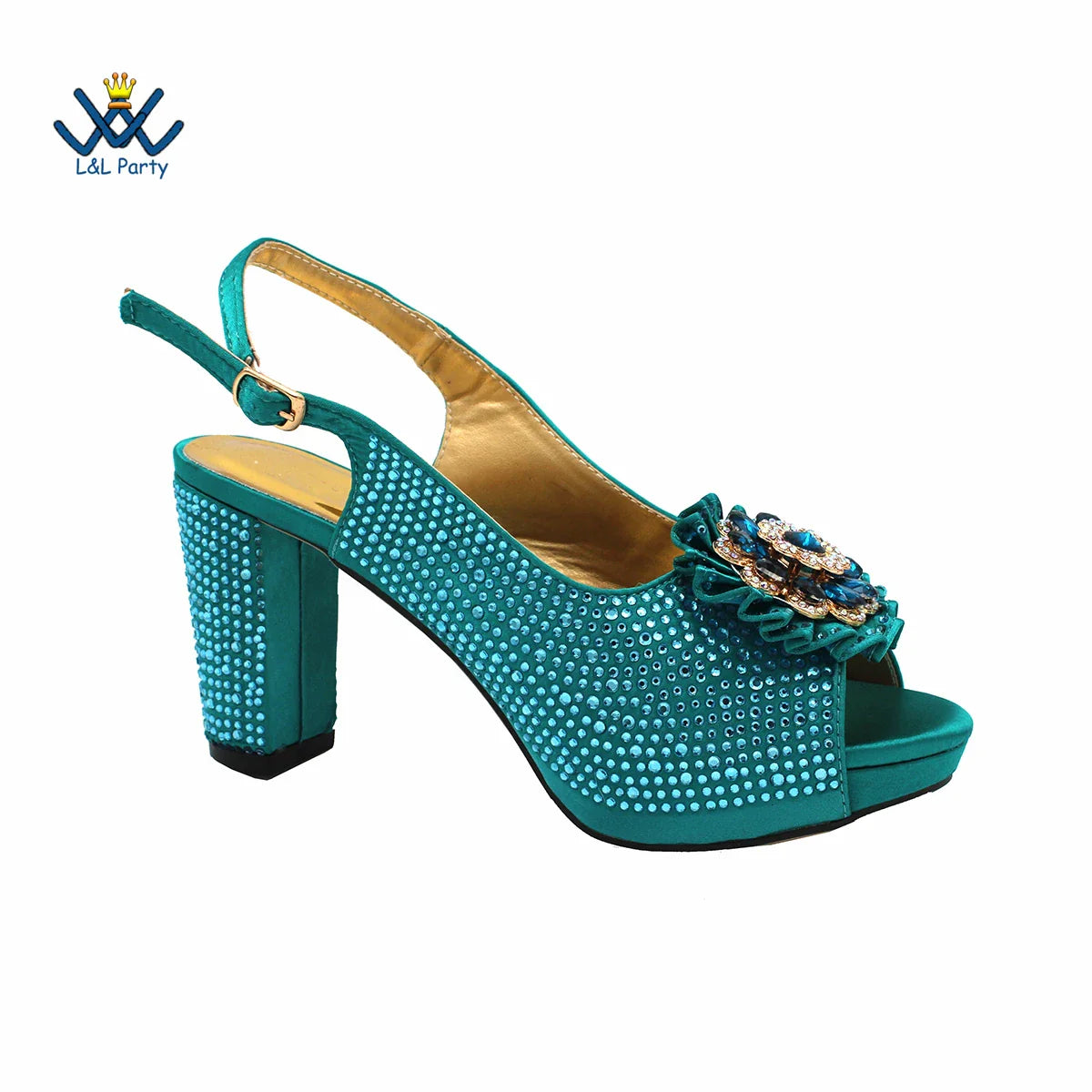 Luxury matching handbag in magenta, complementing the crystal embellished peep toe pumps.