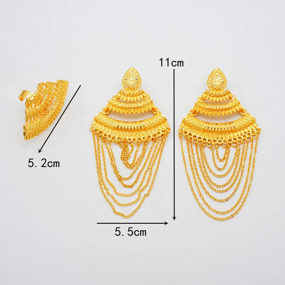 Fashion-forward drop earrings with eye-catching long tassels, crafted for women who embrace luxury and bohemian styles.