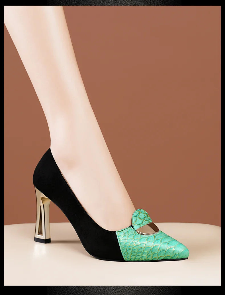 Stylish women's slip-on fashion pumps featuring high thin heels and exquisite craftsmanship, ideal for dressy occasions.