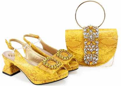 Elegant Italian women’s yellow peep toe pumps featuring rhinestones, representing luxury and sophisticated comfort.