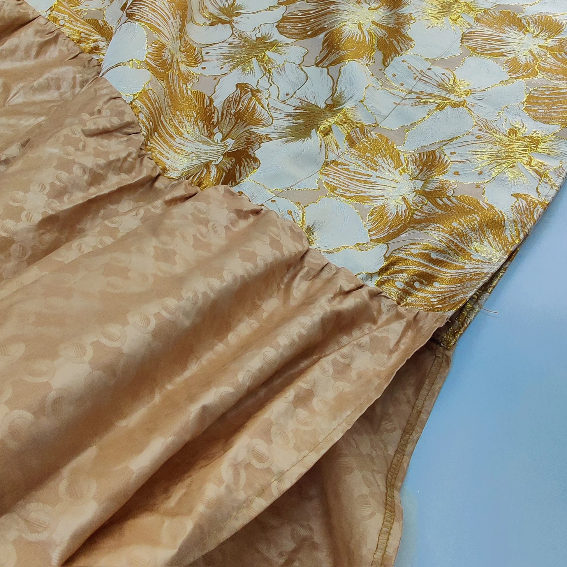 Elegant lake blue dashiki-style dress made from premium cotton and polyester blend, showcasing exquisite brocade detailing for a sophisticated look.