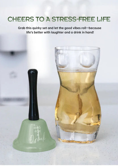 Elegant BespritGift Creative Glass Beer Mug 400ml with unique Hand Bell Design, perfect for beer enthusiasts and as a luxurious gift for men.