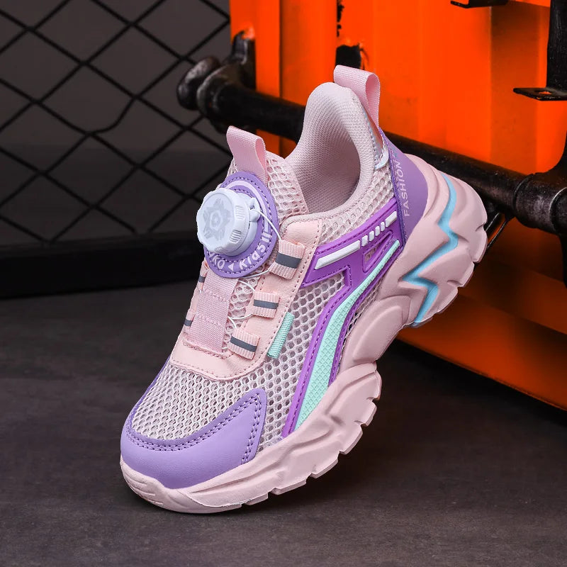 Boys' luxurious black mesh breathable sports sneakers with anti-slippery design, perfect for ages 7-13, ideal for casual running and everyday wear.