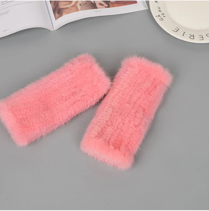 Fashionable luxury gloves made from real mink fur, designed for women who appreciate comfort and style.