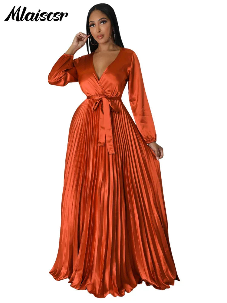 Luxurious A-line silhouette of Mlaiscsr women's dress with elegant lantern sleeves, crafted from soft polyester fabric, ideal for elegant occasions.
