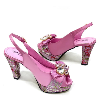 Chic high heel shoes in royal blue adorned with rhinestones, perfect for women's special occasions including weddings and parties.