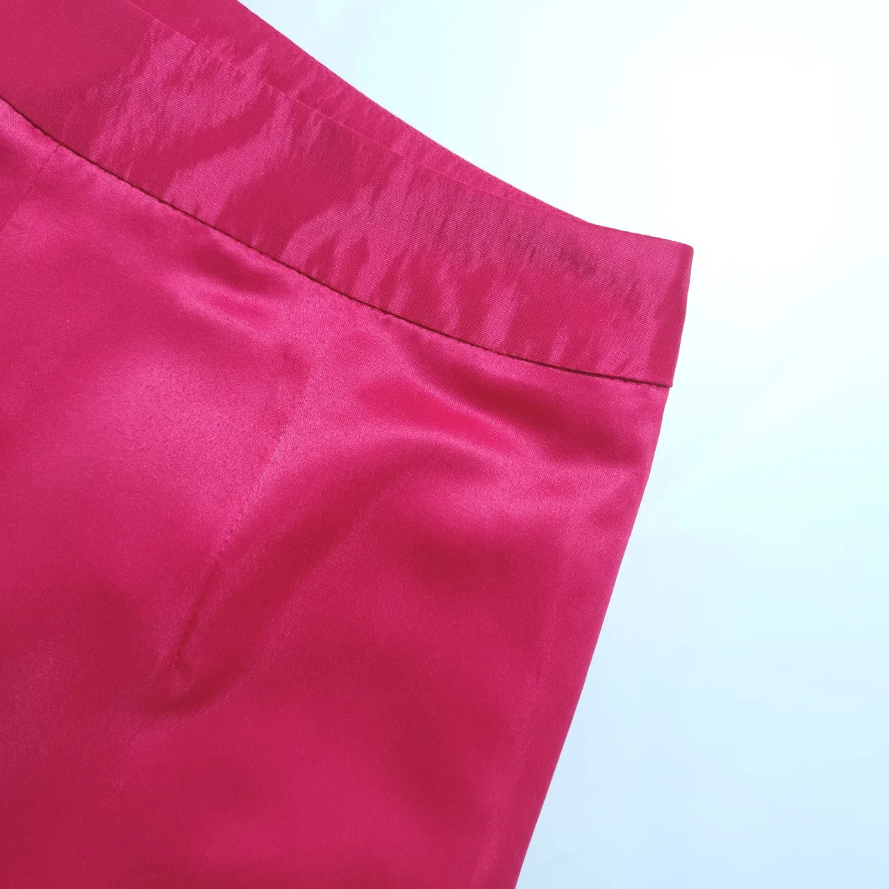 CM.YAYA Women’s Elegant Ruffle Hem High Waist Loose Wide Leg Flare Pants in Summer Rose Red, showcasing luxury style and comfort for the modern woman.