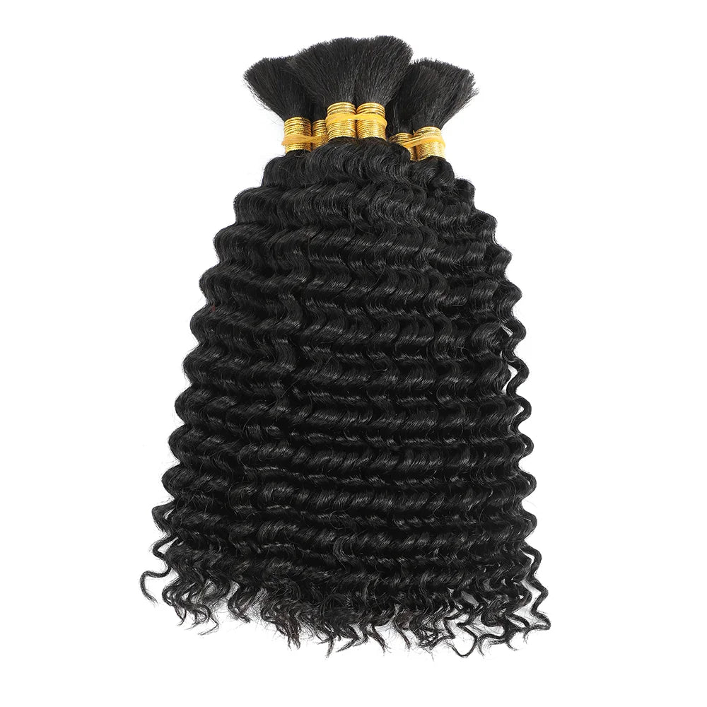 Rich Brown 18 Inch Deep Wave Curly Brazilian Hair - Ideal for Glamorous Braiding and Styling.