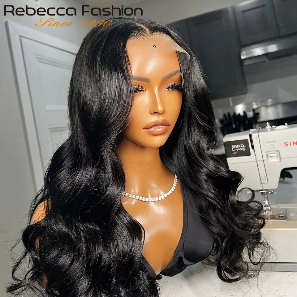Premium Lace Front Wig made from exquisite 180D Brazilian human hair, featuring a stunning body wave design and transparent lace for an elegant finish.