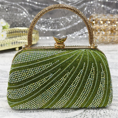 Luxury women's Italian diamond-studded high heels and matching handbag set, showcasing elegant design and fine craftsmanship.