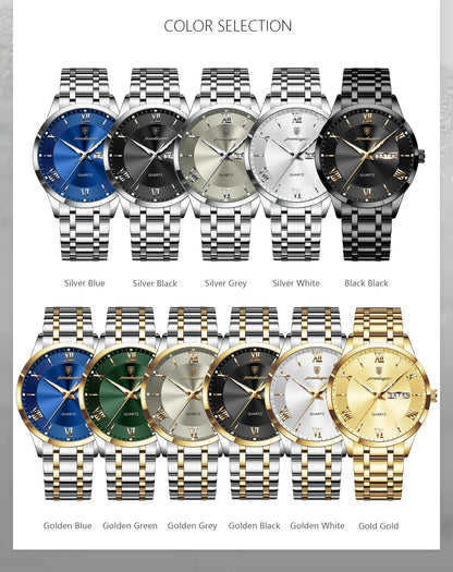 Luxury men's wristwatch on a velvet background, demonstrating the exquisite craftsmanship with stainless steel band and complete calendar functionality.