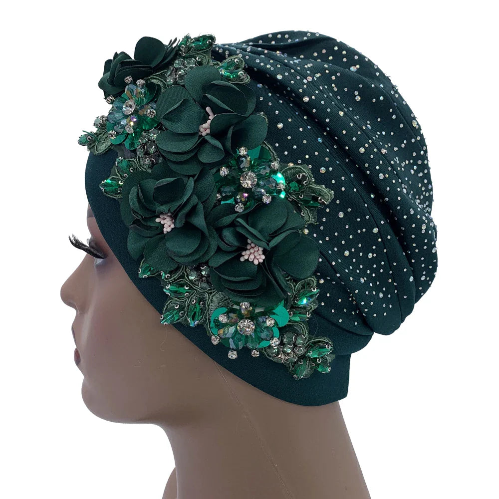 Sophisticated head wrap, the elegant African turban cap styled for versatility and glamour, presented in classic broadcloth fabric.
