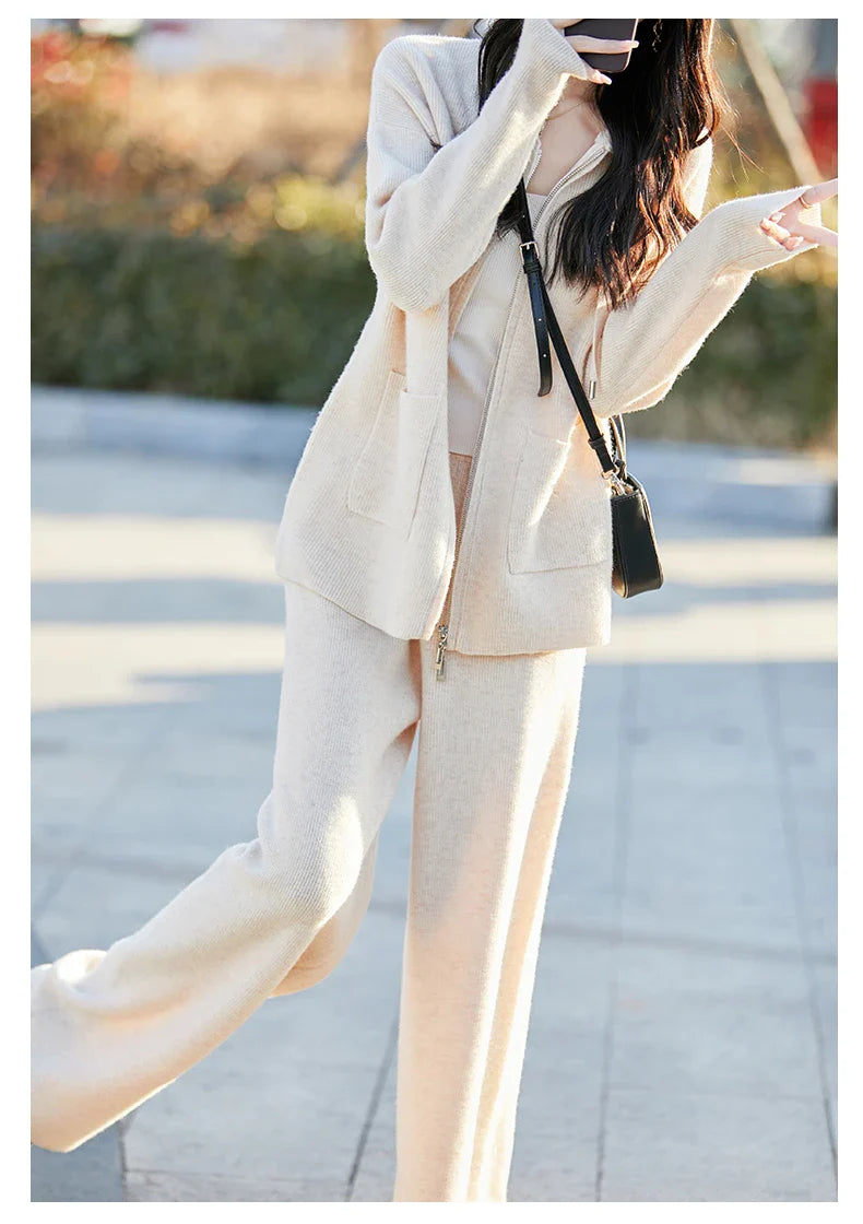 Casual yet chic 100% Merino wool cardigan showcasing a relaxed fit and classic O-neck collar, ideal for middle-aged women.