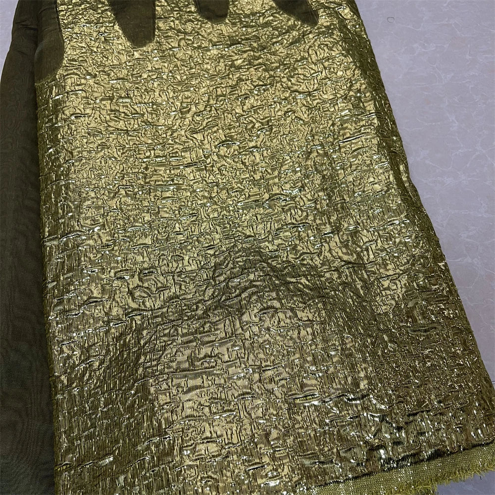 Elegant 5 yards of high-quality embroidered gauze lace fabric, ideal for creating stunning bridal attire, embodying luxury and style.