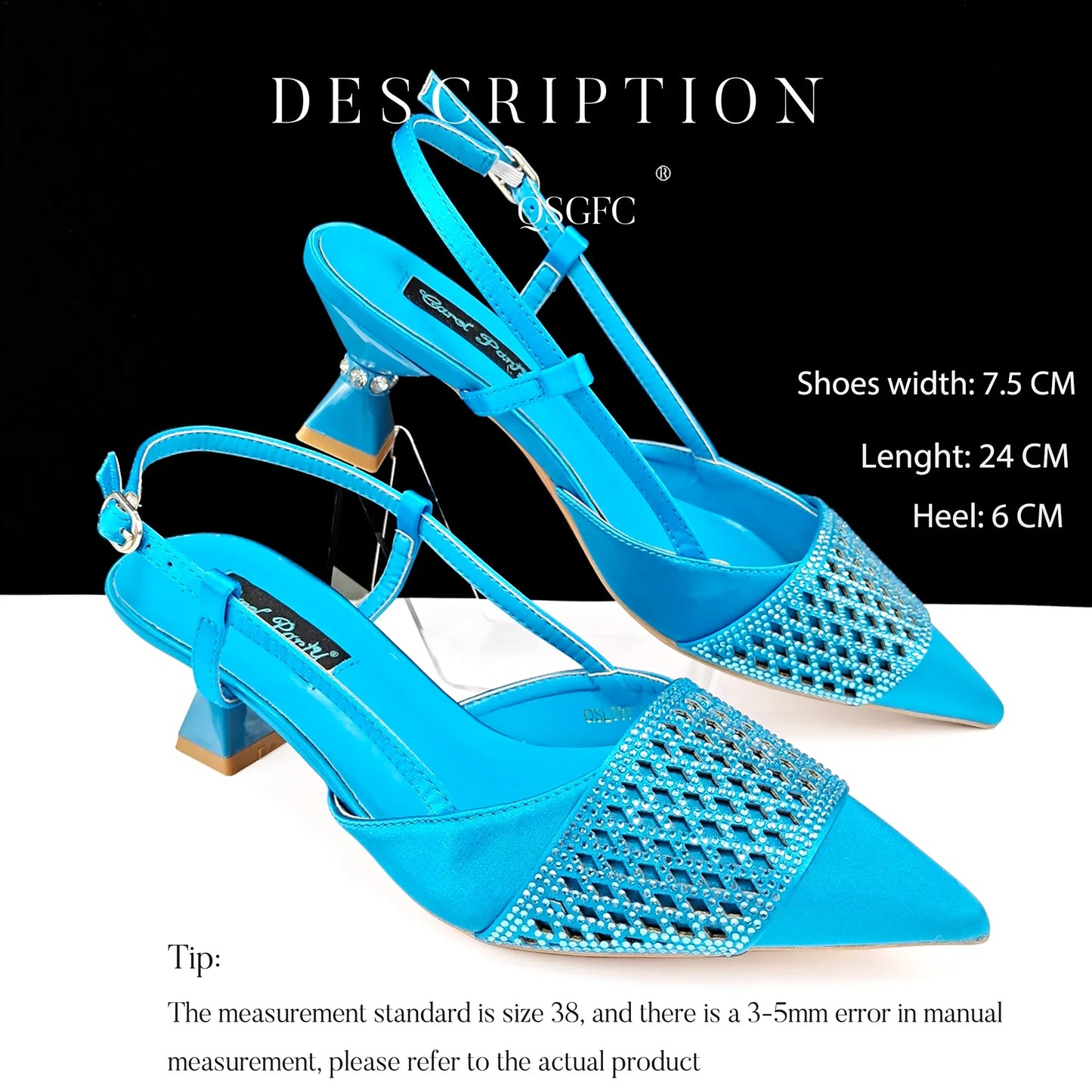 Matching black gold handbag featuring a stylish buckle strap and long chain shoulder strap, perfect for elegant occasions.