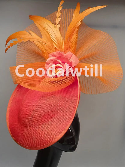 Exquisite flower fascinator headpiece in vibrant colours, designed for women attending parties, weddings, and sophisticated gatherings.