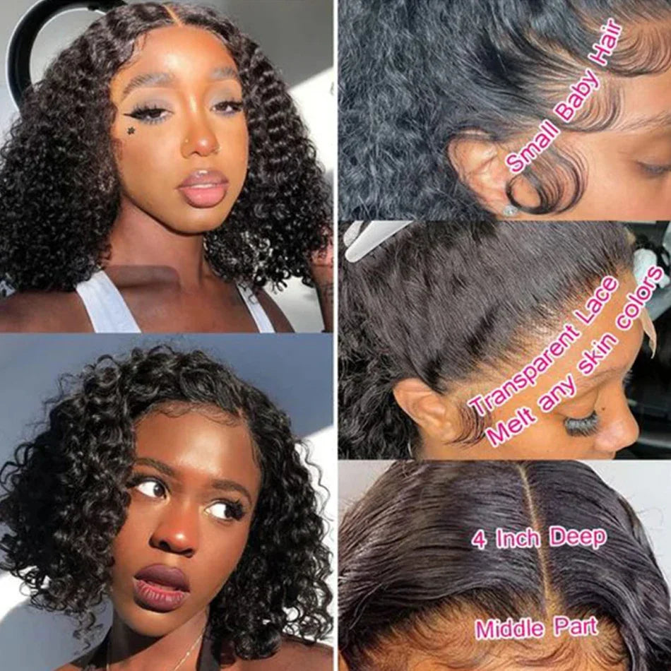 Chic and stylish Mongolian Kinky Curly Wig in a 13x4 lace front format, suitable for all hair dye colours, perfect for fashion-forward individuals.