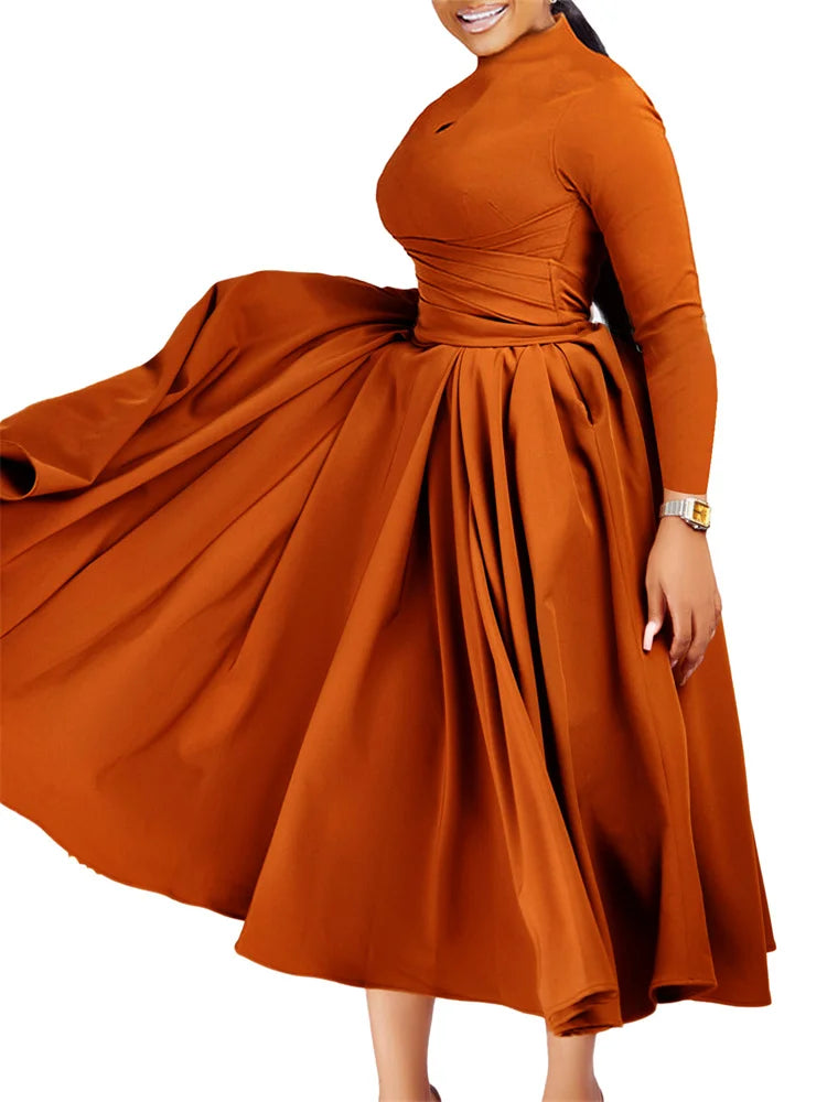 Sophisticated knee-length Dashiki dress by Wmstar, showcasing a beautiful African pattern, ideal for stylish women at spring and summer events.