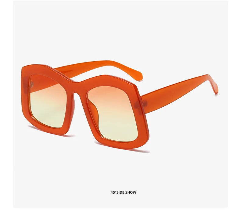 Elegant gradient orange sunglasses with oversized square design, crafted for women's fashion and UV400 eye protection.