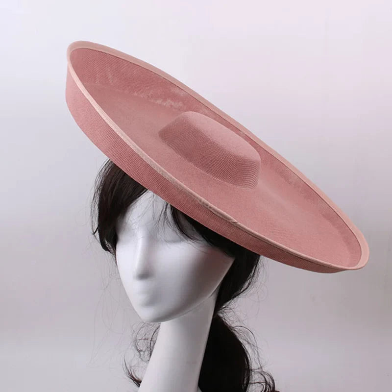 Elegant 42CM women's fascinator base big hat for weddings, crafted from luxurious polyester, perfect for enhancing your DIY millinery creations.