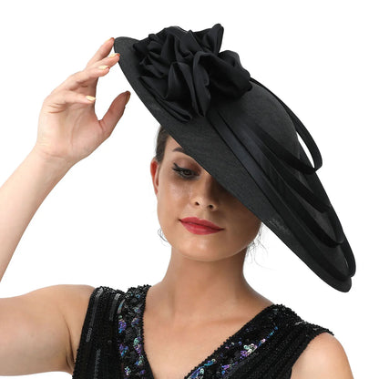 Elegant Sinamay fascinator hat in ivory, perfect for weddings, derbies, and church events, showcasing a sophisticated design made from luxurious polyester.