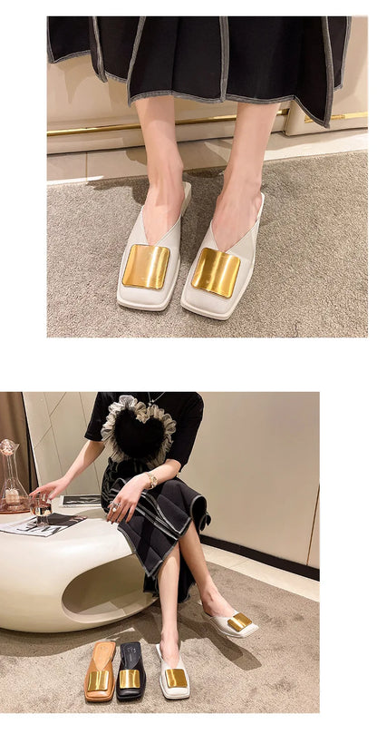 Luxurious women’s baotou sandals with a fashionable shallow cut, made from premium PU for ultimate comfort during warm weather.