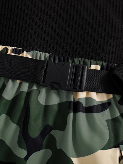 Luxurious black round neck long sleeved top for girls from the autumn fashion children's clothing set, featuring elegant style and comfort.