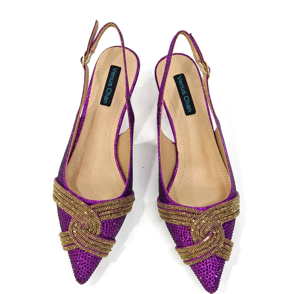 Detail view of Venus Chan's unique butterfly-knot fashion element on black pumps, epitomising luxury and sophistication in women's footwear.