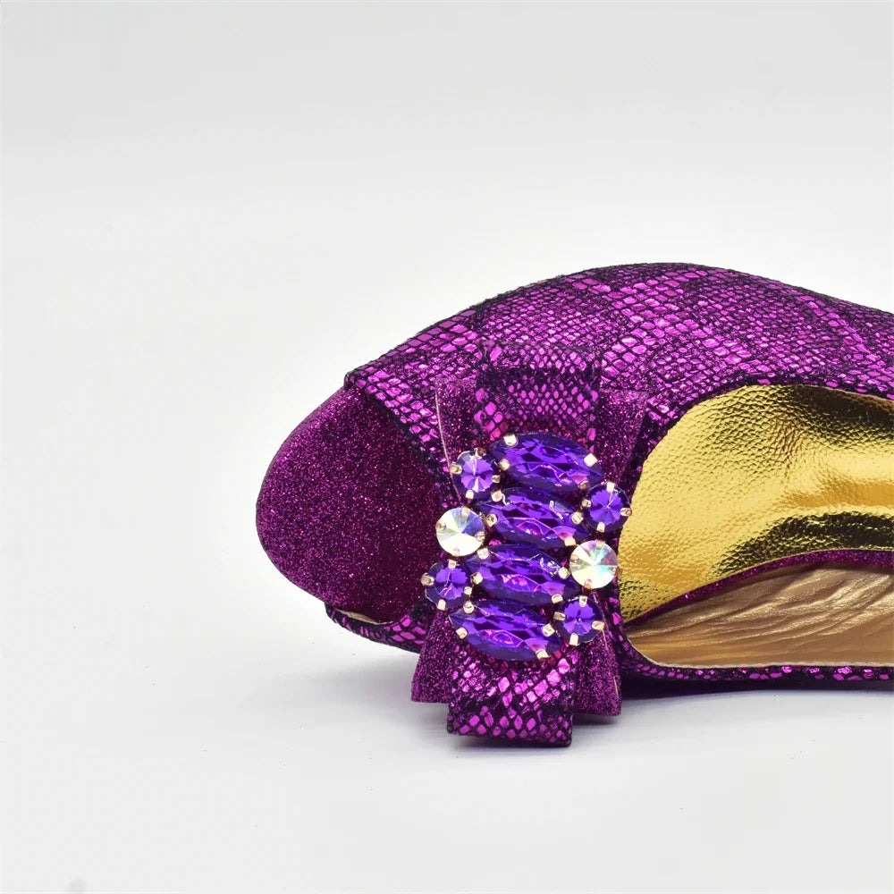 Elegant matching handbag set with high heel pumps, ideal for women's formal wear, crafted from premium materials.