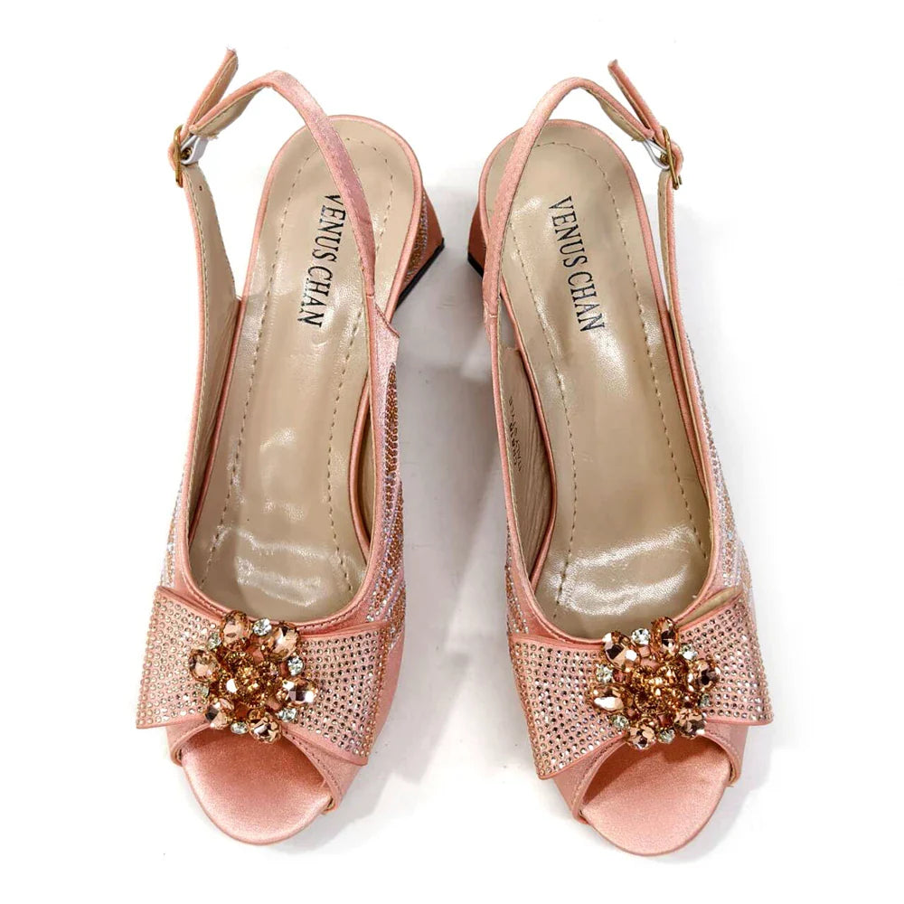 Elegant Venus Chan Peep Toe High Heels featuring a butterfly-knot accent, a statement piece for any sophisticated wardrobe, presented in vibrant purple colour.