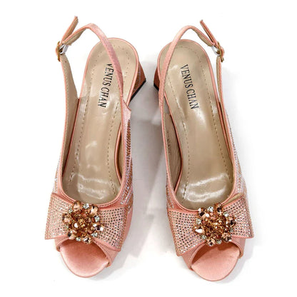 Elegant Venus Chan Peep Toe High Heels featuring a butterfly-knot accent, a statement piece for any sophisticated wardrobe, presented in vibrant purple colour.