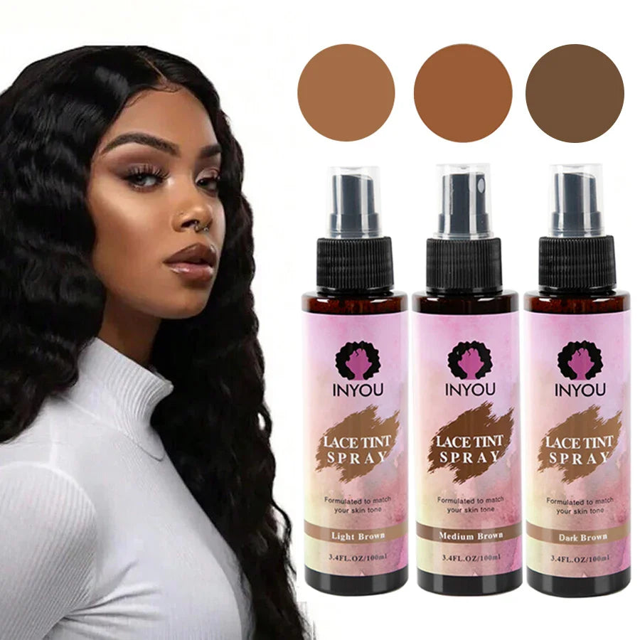 Luxurious Waterproof Lace Tint Spray designed for wigs, offering a seamless blend for closure front wigs and ultimate edge control.