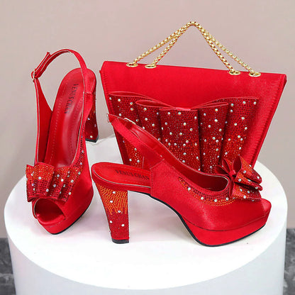 Elevate your elegance with our high-quality yellow fish beaked toe cap heel pumps, featuring a sophisticated design perfect for wedding parties, complemented by a luxurious matching bag.