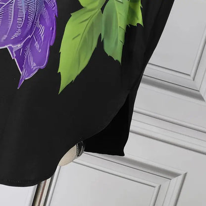 Stunning view of the VONDA Women’s Bohemian Floral Midi Dress, perfect for beach or holiday occasions, radiating luxury and confidence in Plus Size 5XL fashion.