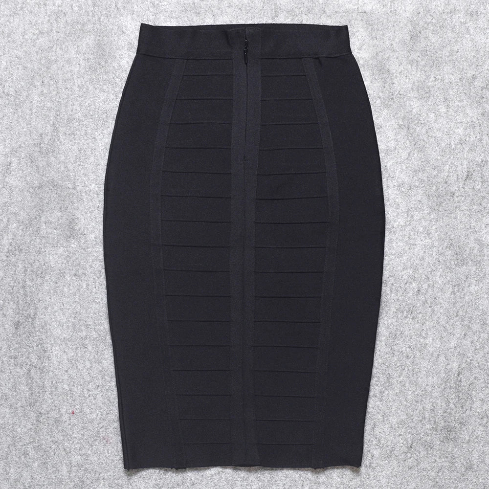 Versatile solid colour HQBORY Women’s High Waist Bandage Pencil Skirt, ideal for creating chic ensembles in the office or stylish evenings out.