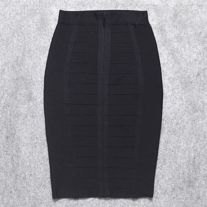 Versatile solid colour HQBORY Women’s High Waist Bandage Pencil Skirt, ideal for creating chic ensembles in the office or stylish evenings out.