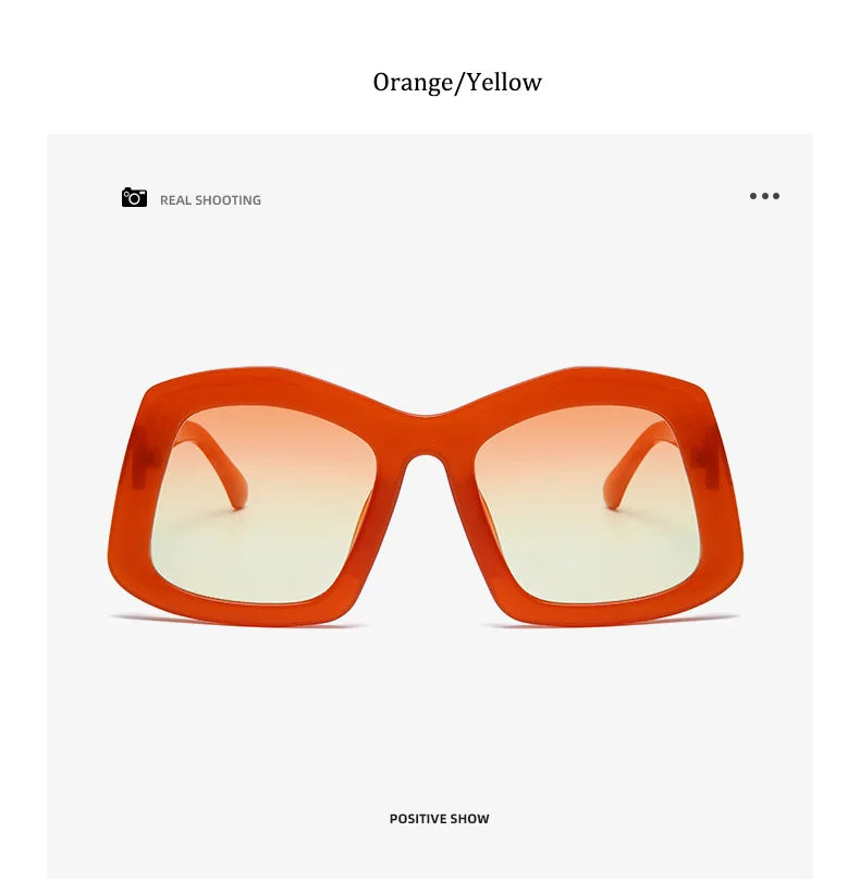Stylish and modern orange gradient sunglasses for women, featuring a bold square frame and superior UV protection.