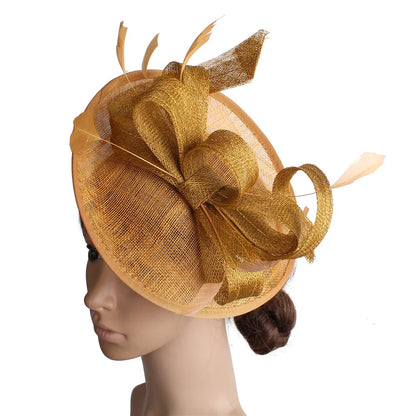 Sophisticated women's sinamay hat, designed for chic looks at weddings, races, and cocktail parties.