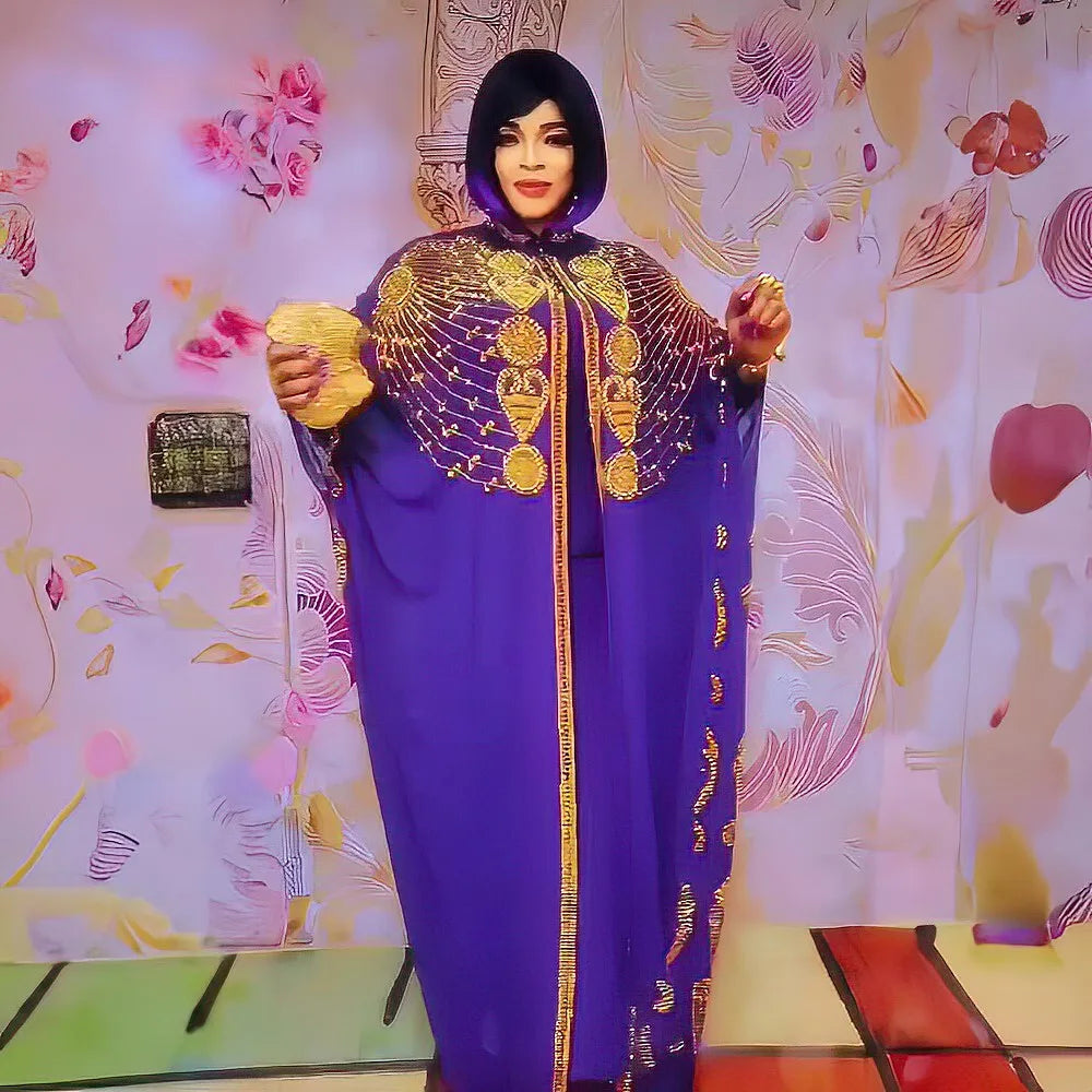 Beautifully styled shot of the Luxury African Dress Set featuring rhinestones, perfect for any sophisticated occasion, ideal for plus-size women.